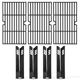 Hipoilk Grill Replacement Parts for Dyna Glo DGF493BNP, DGB494SPB, Backyard BY13-101-001-12, Uniflame GBC1343WP-U, Heat Plates Tents and Cast Iron Grill Grates Replacement for Dyna-Glo 4 Burner