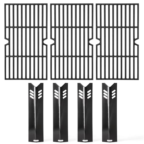 Hipoilk Grill Replacement Parts for Dyna Glo DGF493BNP, DGB494SPB, Backyard BY13-101-001-12, Uniflame GBC1343WP-U, Heat Plates Tents and Cast Iron Grill Grates Replacement for Dyna-Glo 4 Burner