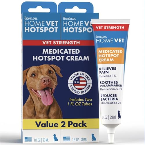 Image of TropiClean HomeVet Medicated Cream, Hot Spot Treatment for Dogs, 2 Pack