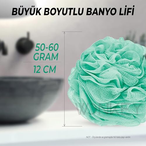 WONKEY - Banyo ve Duş Lifi, Yumuşak Vücut Yıkama Lifi, Karışık Renkli Banyo Kesesi 2'li Paket