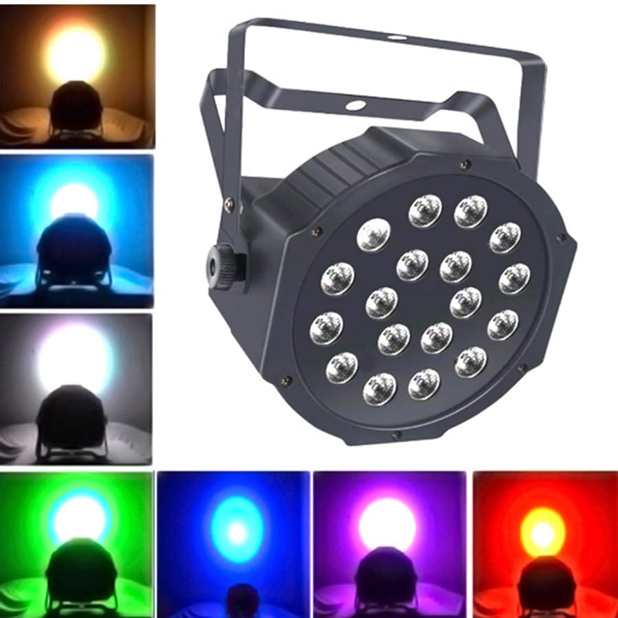 1Pcs/2Pcs Mini LED Par Lights 18x1W Effect Stage Lights Professional DMX PP Material LED Stage Voice Control/Remote Control DMX512 Control Party DJ Disco Lighting (2 Lights)