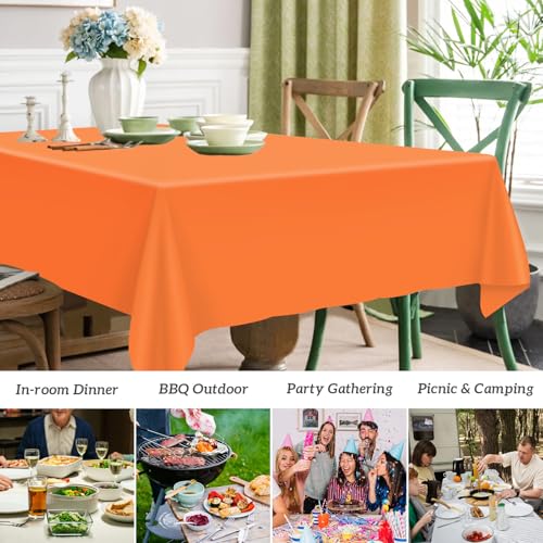 Image of Mulbozy 2 Pcs Orange Plastic Tablecloth,Orange Table Cloth