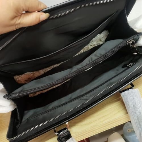 Leather Business Briefcase for Men, Cowhide Messenger Bag, Laptop Shoulder Bag (Black)4