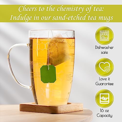 Greenline Goods Glass Chemistry Glass Tea Cups - 18 oz Tumbler Science of Tea Beaker Mug (Set of 1) - Etched with Tea Chemistry Molecules - Perfect for Caffeine Lovers, Teachers, Engineers And More - Image 6