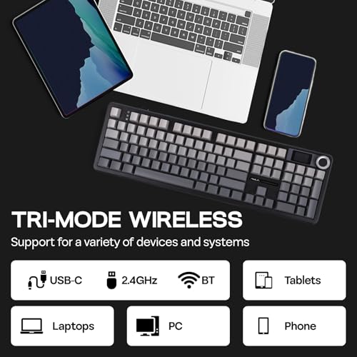 Image of EPOMAKER X Aula F108 PRO Wireless Gaming Keyboard with Screen, 8000mAh Battery, 104 Hot-Swappable and Programmable Keys and Knob, RGB Backlight, for Mac /PC /Android (Black Gradient)