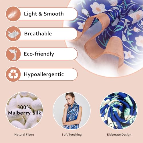 DANA XU Women's 100% Mulberry Silk Pashmina Shawl and Wraps Extra Large Floral Scarf for Evening Dresses, Soft Oversized2