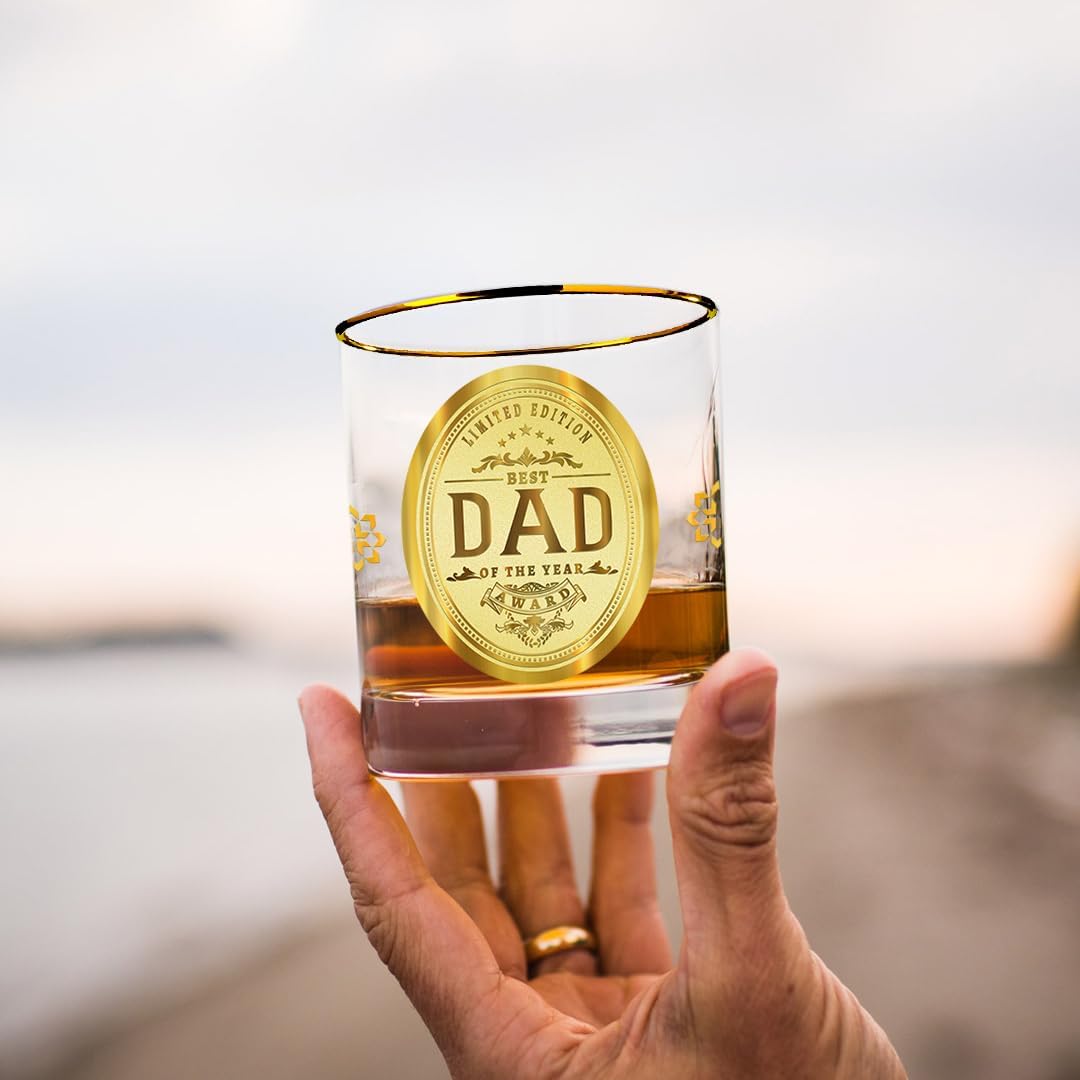 Best Dad of the Year Whiskey Glass, Personalized Birthday Gifts for Dad, Fathers Day Christmas Gifts for Father Men Husband, Bourbon Glasses for Father(300 ML) - Image 2