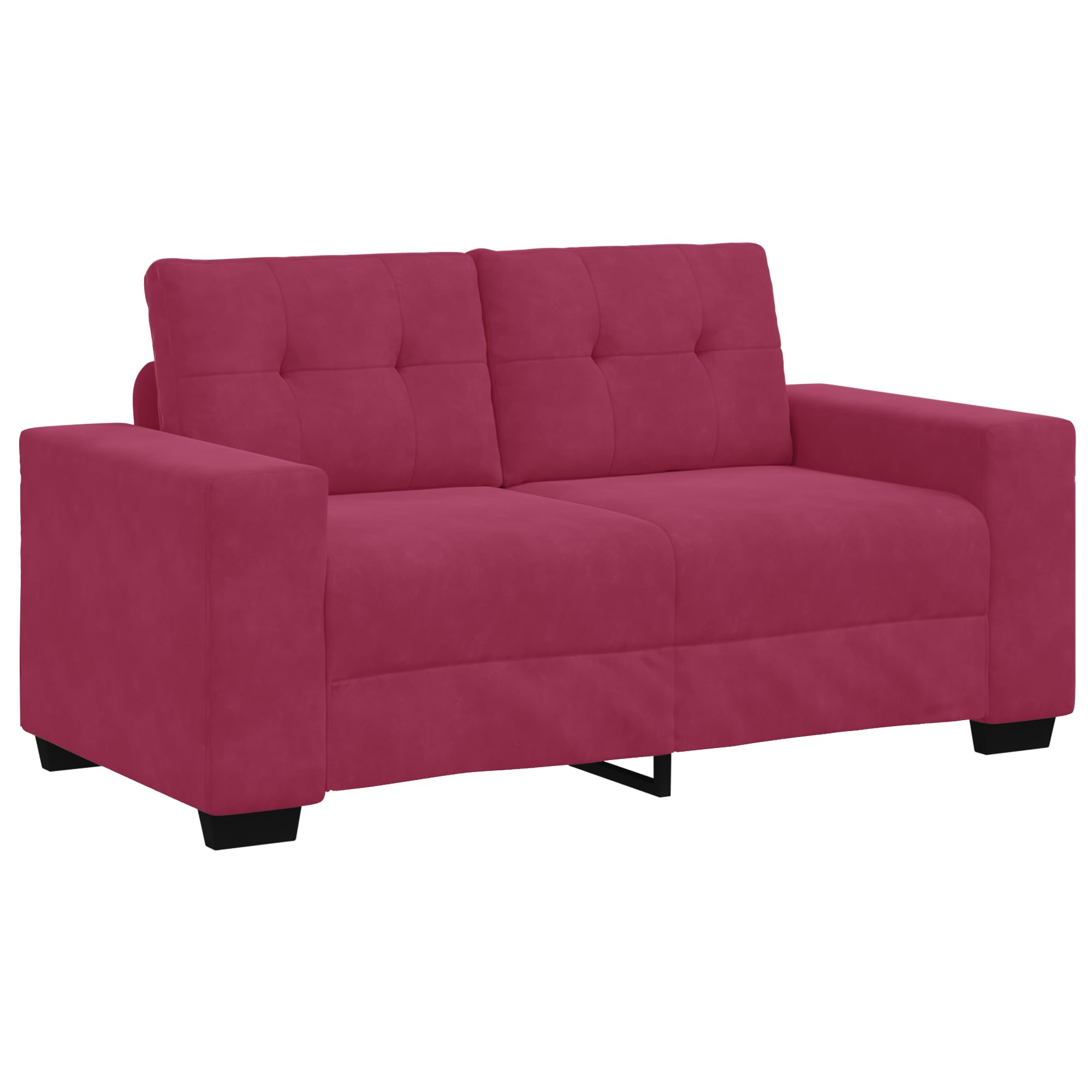Sofá doble en color vino tinto, 120 cm, tela de terciopelo con cojín acolchado para sala de estar y oficina, sofá de relajación moderno con estructura de metal y terciopelo