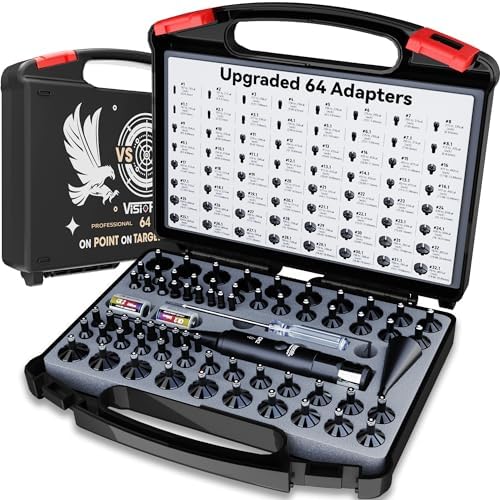 Visiofire Professional Laser Bore Sight Kit : Green Laser Bore Sighter with 64 Upgraded Adapters fit 0.17 to 12 GA Calibers| Multi-Caliber Laser Bore Sighting Kit for All Gun| Powerful Boresighter