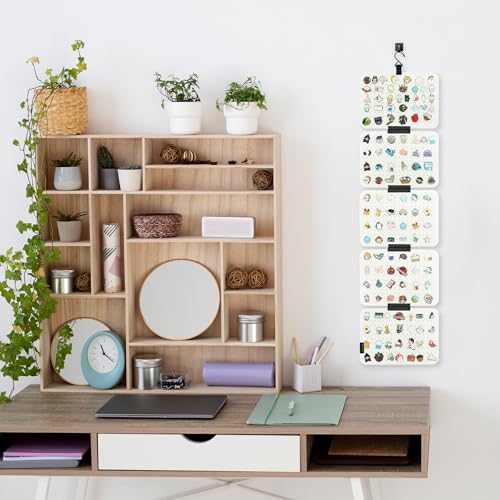 Image of PACMAXI Hanging Enamel Lapel Pin Display Panels Organizer With 5 Loose-leaf Board Pieces, Brooch Pin Enamel Pin Display Pages, Badge Collection Display Holder Holds At Least 120 Pins. (Off White)