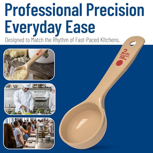 Image of Carlisle FoodService Products CFS 432406 Solid Short Handle Portion Control Spoon, 2 oz, Beige (Pack of 12)