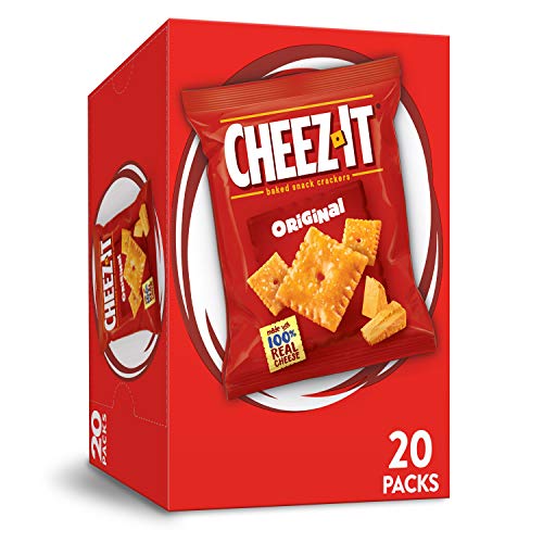 Cheez-It Cheese Crackers, Baked Snack Crackers, Office and Kids Snacks, Original, 20oz Box (20 Packs)