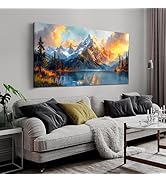 Large Canvas Wall Art for Living Room Natural Dusk Landscape Mountain Lake Picture Framed Canvas ...