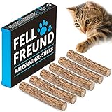 FELLFREUND 6X Katzenminze Stick – 6 Stück – Katzenspielzeug – 100% Natur – Mit Premium Matatabi-Holz – Kausticks Zur Zahnpflege – Gegen Mundgeruch und Zahnstein - Fördert den natürlichen Spieltrieb