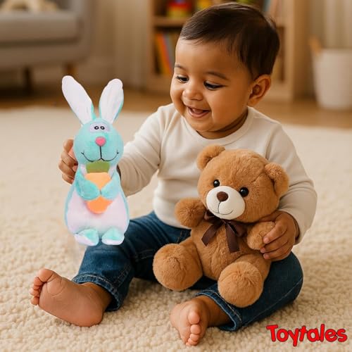 Image of TOYTALES Soft Toy Combo Pack Teddy Bear & Bunny Plush Stuffed Animals for Kids, Huggable Cuddly Soft Toys for Girls & Boys, Birthday & Baby Gift Set (Pack of 2)