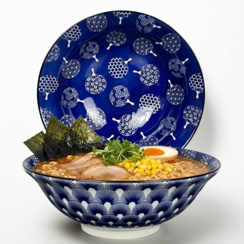 Urban Lifestyle Tazón de ramen Uchiwa 0.8-1.0 L porcelana 1300 °C juego de 2-20 cm tazón de sopa, ensaladera, tazón de ramen japonés, cuencos aperitivos, cuencos cocina, cuenco ramen, bowl