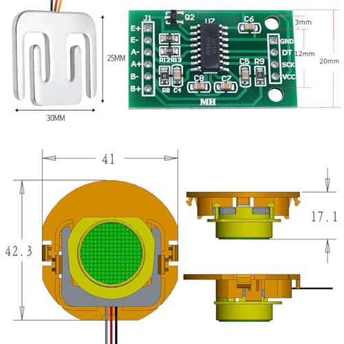 4pcs 50kg load cell weighing sensor half-bridge strain gauge human body scale with bracket  hx711 amplifier ad module