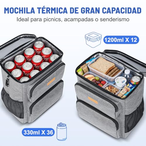 Neveras portátiles tipo mochila con aislamiento térmico de 33L para viajes y barbacoas 3