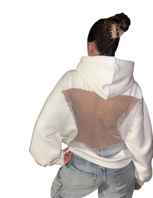 Image of paklon Women's Hooded Sweatshirt with Mesh Back Panel | Full Sleeve Casual Hoodie for Winter & Streetwear