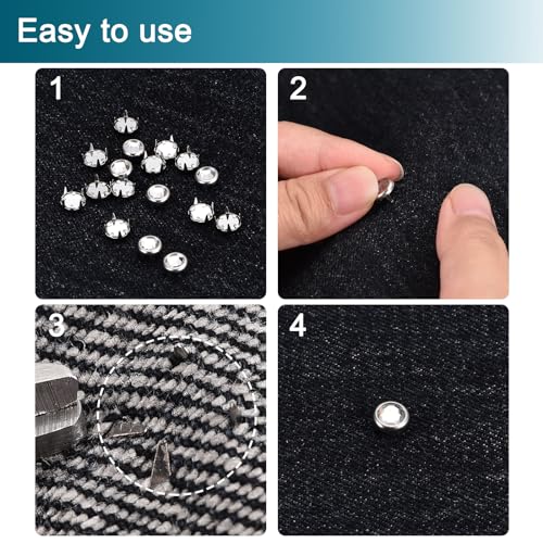 Rivets rouges à strass 8mm uxcell avec 4 griffes pour customiser le cuir - 6
