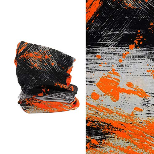 iXium® Cache-cou tubulaire bandana cagoule pour le cyclisme, le vent, le quad, le vélo, la moitié du visage rose - Éclaboussures de peinture orange Cover