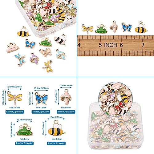 62pcs-Colorful-Enamel-Pendant-Charms-Alloy-Frog-Mushroom-HoneyBee-Dragonfly-Butterfly-Dangle-Charm-Loose-Spacer-Beads-for-DIY-Bracelet-Necklace-Jewelry-Crafts-Making-Hole-18-2mm