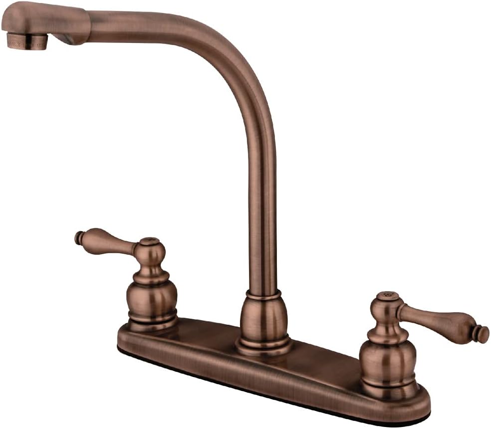 Kingston Brass KB716ALLS Victorian High Arch Kitchen Faucet without Sprayer, Vintage Copper