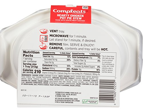Compleats Hormel Microwave Meals Chicken Pot Pie with Noodles, 7.5 oz (Pack of 7) - Thumbnail 3
