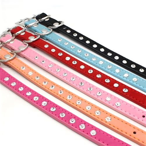 Collier chien daim Hotlion rose S petit chien chat strass souple ajustable - 7