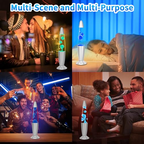 Image of Liquid Motion Lamp with Remote, 17 Color Changing Night Light, 13.5 Inch RGB LED Table Lamp for Kids & Adults, Home Decor, Christmas, Party, Blue Wax