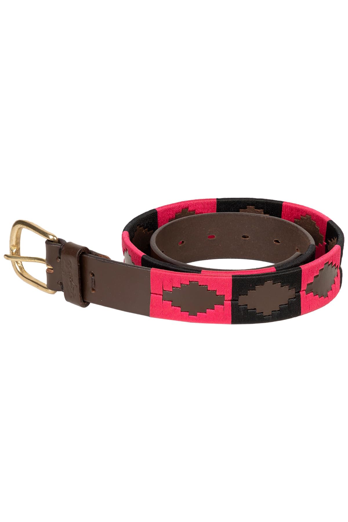 Rydale Leather Polo Belt Men's Ladies Belts Equestrian Stitched Unisex Trouser Belt (Brown/Black/Bonbon, XS)