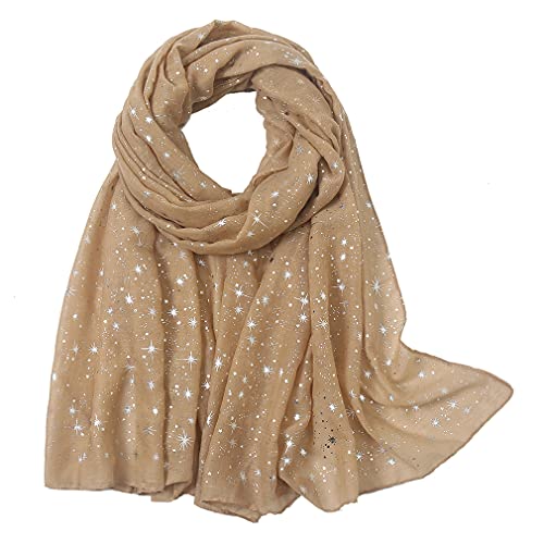 KAVINGKALY Bedruckter goldener Sternschal für Damen Damen Soft Shawl Wraps Premium Fashion Long Cute Neck Schals (Nude2) Cover