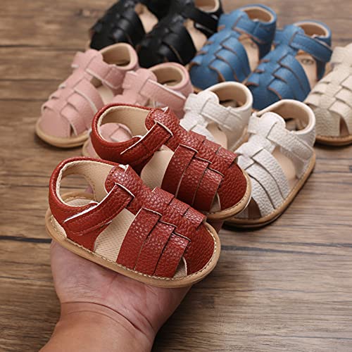 Baby Girl Sandals Infant Boys Non Slip Rubber Sole Beach Outdoor First Walkers Crib Shoes Solid Ankle Strap Flats4