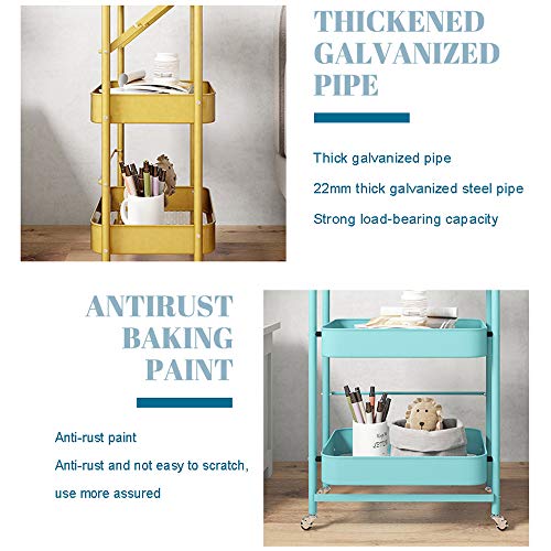 Carrinho de cozinha de 3 camadas, carrinho de armazenamento, carrinho com rodízios, estante móvel, c