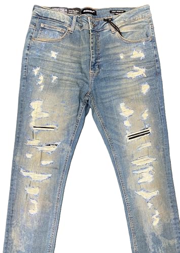 M.Society - Mens Stretch Skinny Fit Cobalt Jeans (MS-80319)2