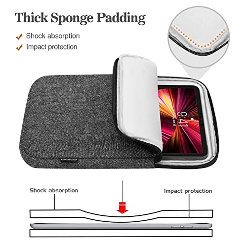 Image of MoKo 9-11 Inch Tablet Sleeve Bag | Fits iPad Air 5 10.9-inch, iPad Pro 11 M2, iPad 10th 10.9, iPad 9 /8 /7th 10.2 and Tab S8 /S9 11-inch, Black & Gray