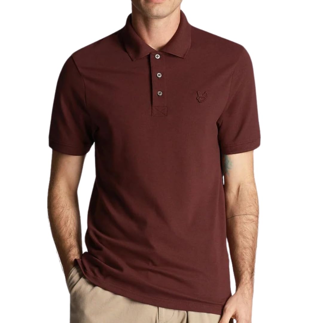 Lyle & Scott Tonal Eagle Polo Shirt Burgundy M