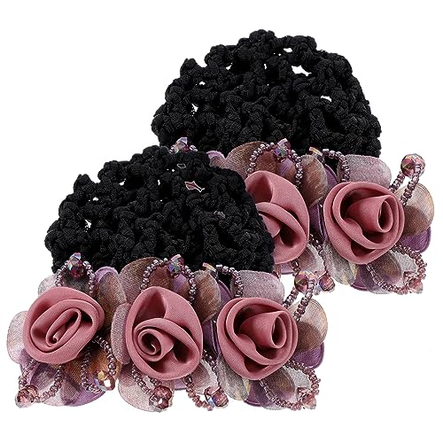 2 Piezas de Cubiertas para Moños de Pelo para Mujer Accesorios Elegantes para El Cabello Pasadores de Red para El Cabello para Recogidos Y Gorros para Dormir Uso para Azafatas Y Uso Diario