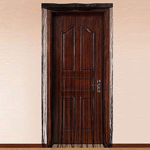 MOOUS 2PCs String Sparkle Curtains,Door Curtain Beads Decorative String Door Curtain Room Divider Window Tassel Curtain Panel for Bedroom Hotel(200cm100 cm,Black)