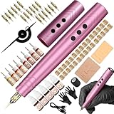 Professional Microblading Pen Kit - Dual Battery Permanent Makeup Tool for Eyebrow & Lip Tattoo, Complete with Practice Accessories (Pink)