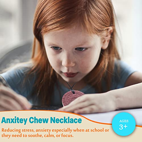 Chew Necklaces for Sensory Kids, 2 Pack Silicone Chewy Necklace Sensory Toys for Boys and Girls with Chewing, Autism, ADHD, SPD, Oral Motor Anxiety Pendant for Adults - Image 5