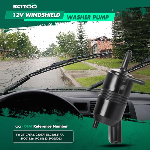 Image of SCITOO Rear Windshield Washer Pump Replacement fit for 2004-2007 For Buick For Rainier,Replaces OEM: 8900112619244680 | Direct fit for 2002-2009 For Chevrolet For Trailblazer|Replaces OE 22127573|22087136|19244683|89025063|With Grommet