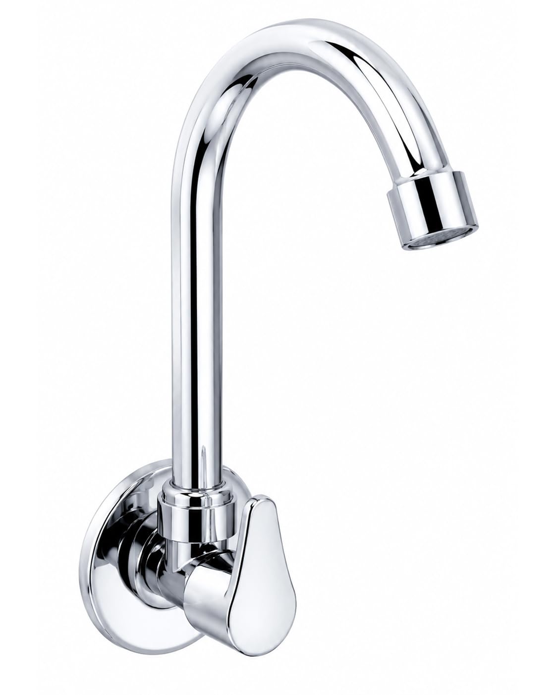 BATH GURU (swis'x) Swan Neck Sink Cock Tap for Kitchen | Wall Mounted Chrome Finish Faucet | Zinc Body with Plastic Handle | Kitchen Sink Tap (½ Inch) | Lightweight Sink Faucet-image-48