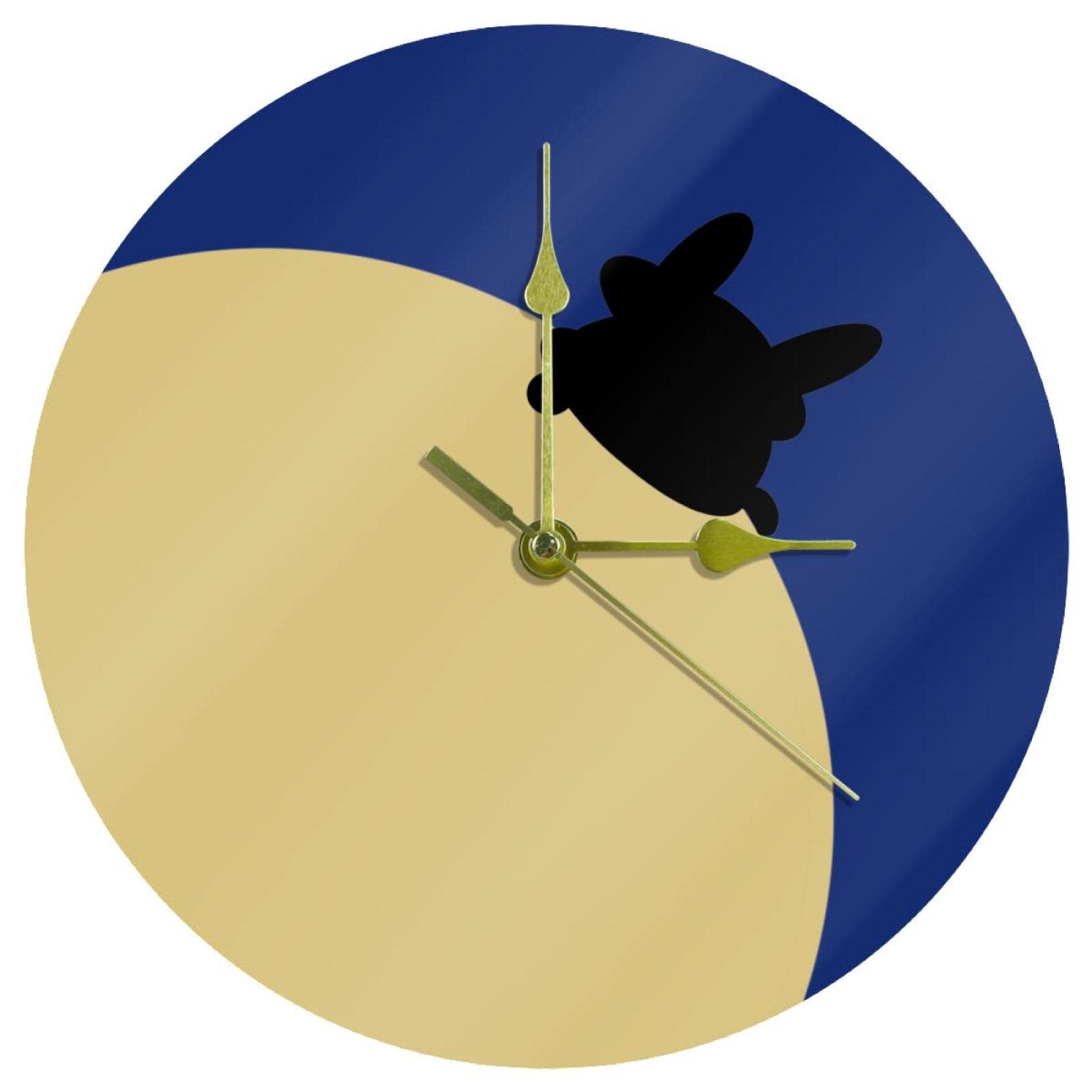 Horloge murale pour chambre et bureau motif lune en acrylique à piles