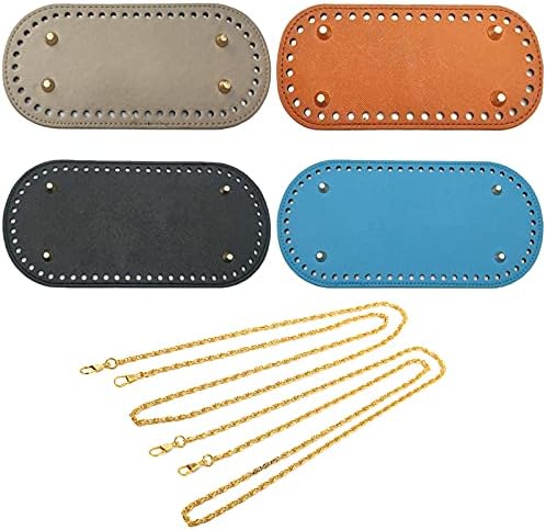 ZOCONE Fondo Borsa per Realizzazione, 4 Pezzi Fondo per Borsa in Cuoio Uncinetto Fondo Borse Fai da Te Accessori per Borse Uncinetto, Basi per Borse con Fori, Fondo per Realizzazione di Borse da Donna