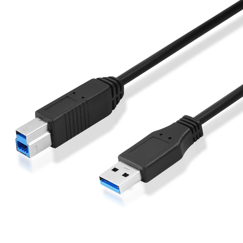USB 3.0 Kabel A Auf B – 25 Cm, Schwarz, SuperSpeed Bis 5 Gbit/s, Doppelt Geschirmt
