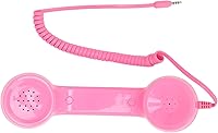 Vista 3 de HEEPDD Teléfono celular retro vintage, receptor con cable rosa clásico de 0.138 in con altavoz de micrófono integrado para teléfonos inteligentes