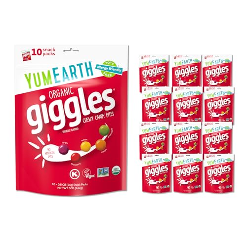 Image of YumEarth Organic Giggles Chewy Candy, 0.5oz Snack Packs (Pack of 120)