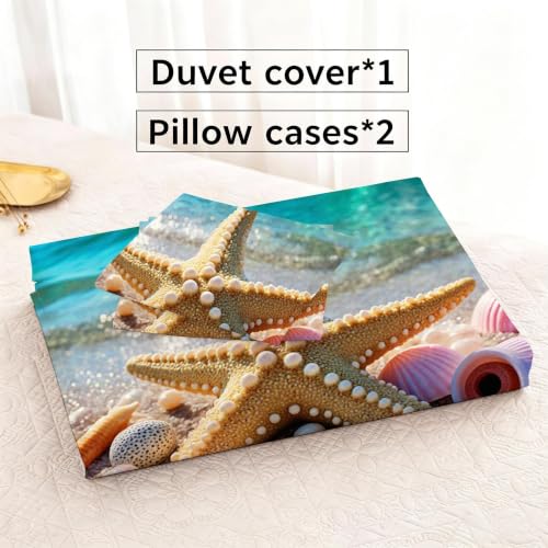 Housse de couette 220x240 zippée facile à laver parure microfibre bleue