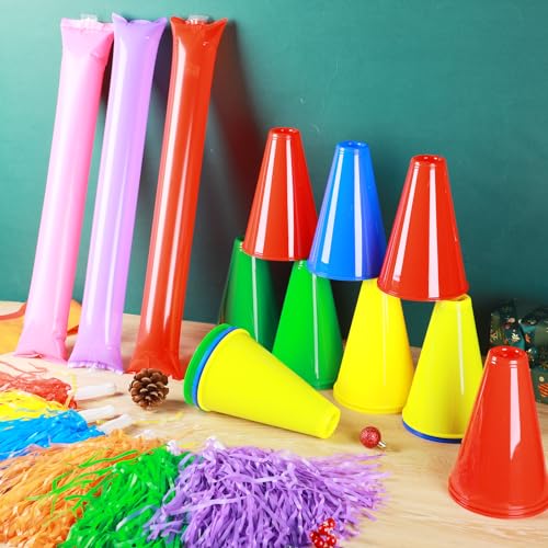 Gemscream 48 Pcs Megaphone Cheer Pom Poms Thunder Sticks Kit Graduation Noise Makers For Sporting Events Cheerleading Baseball Sports Fan Cheering Accessories For School Team Spirit Items Party Favors thumb #4